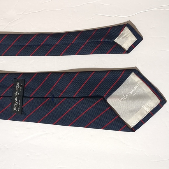 YSL Yes Saint Laurent Men Ties Dark Blue - Picture 2 of 3
